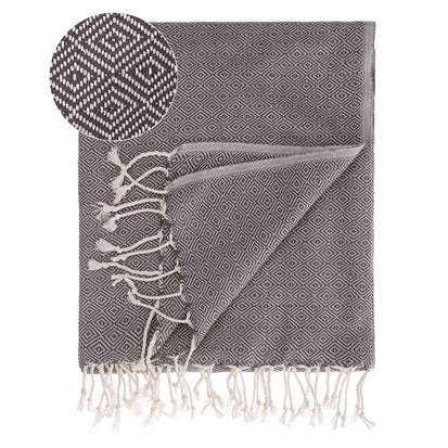Cesme Hammam Towel grey & white, 100% cotton