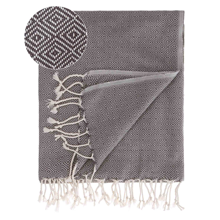Cesme Hammam Towel grey & white, 100% cotton