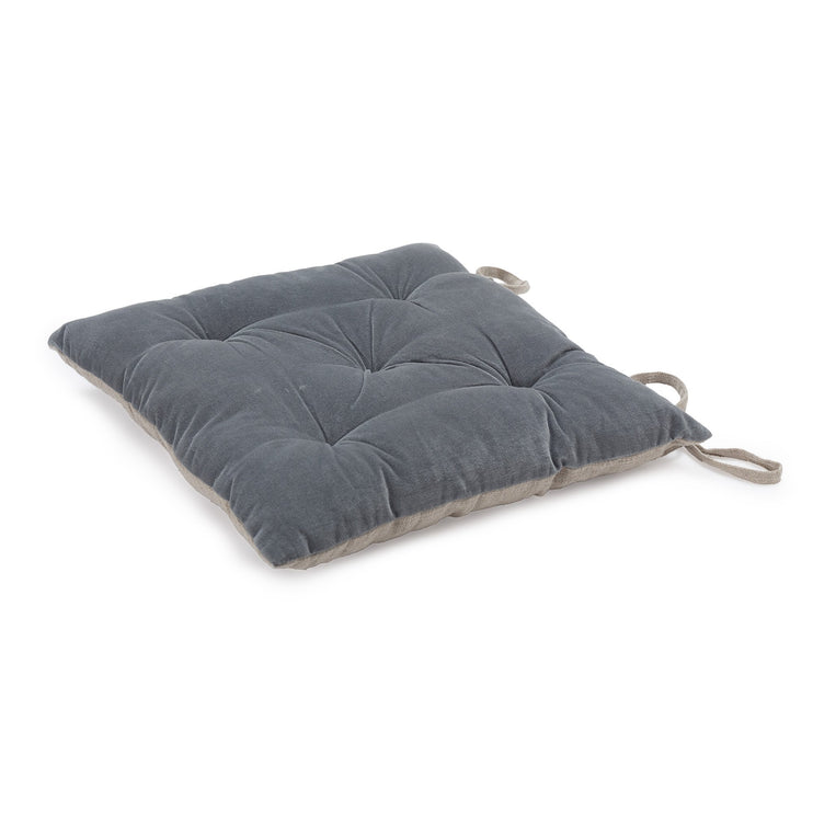 Elani Cushion green grey & natural, 50% linen & 50% velvet