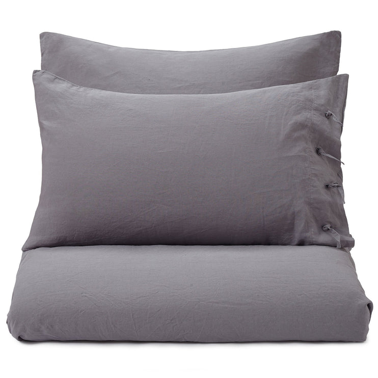 Bettdeckenbezug Figuera, Anthrazit, 100% Leinen
