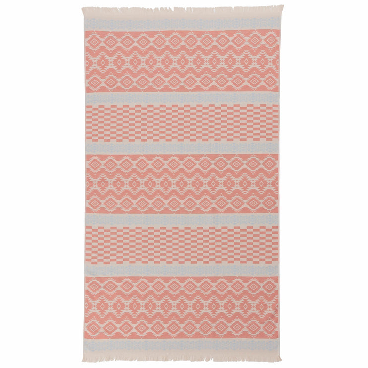 Gilao beach towel, light powder pink & papaya & ice blue, 100% cotton