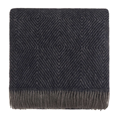 Wolldecke Gotland Dia Dunkelblau & Grau, 100% Schurwolle
