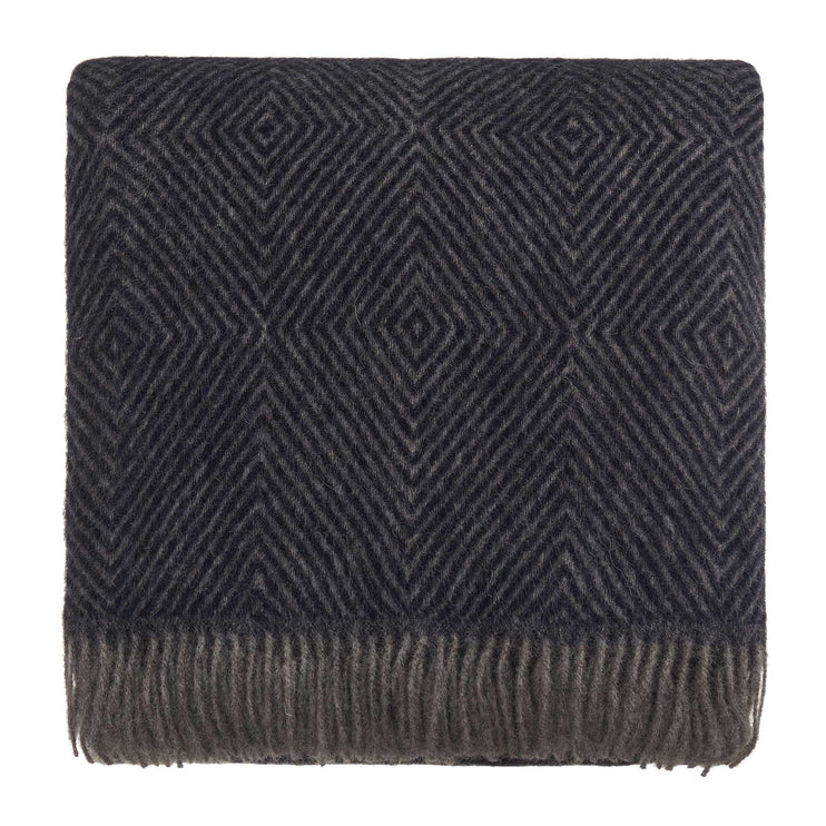 Wolldecke Gotland Dia Dunkelblau & Grau, 100% Schurwolle