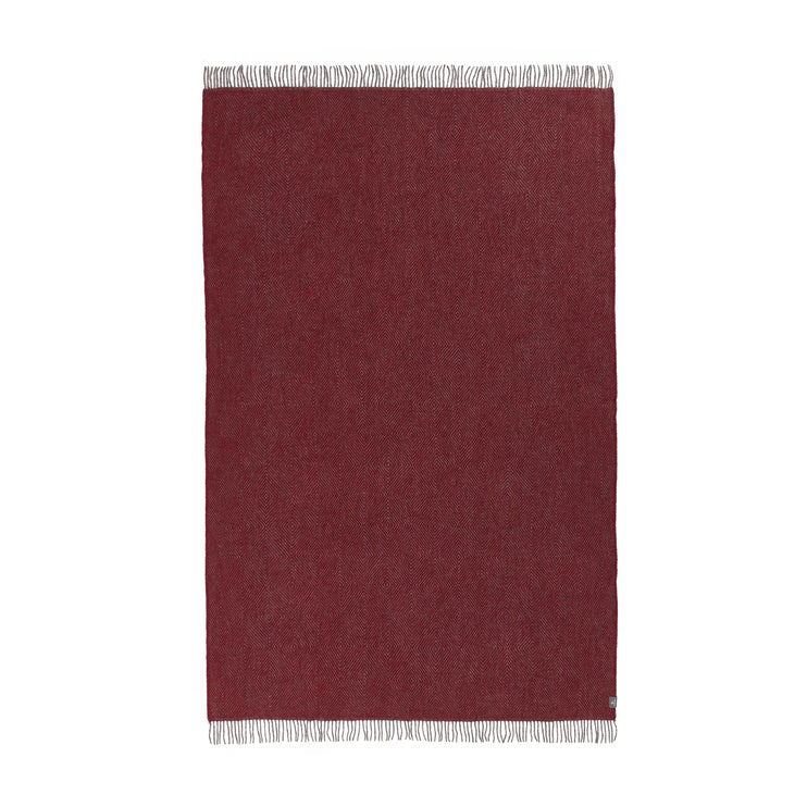 Gotland Dia Wool Blanket red & grey, 100% new wool | URBANARA wool blankets