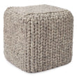 Jadao pouf, light grey melange, 100% wool | URBANARA stools & poufs