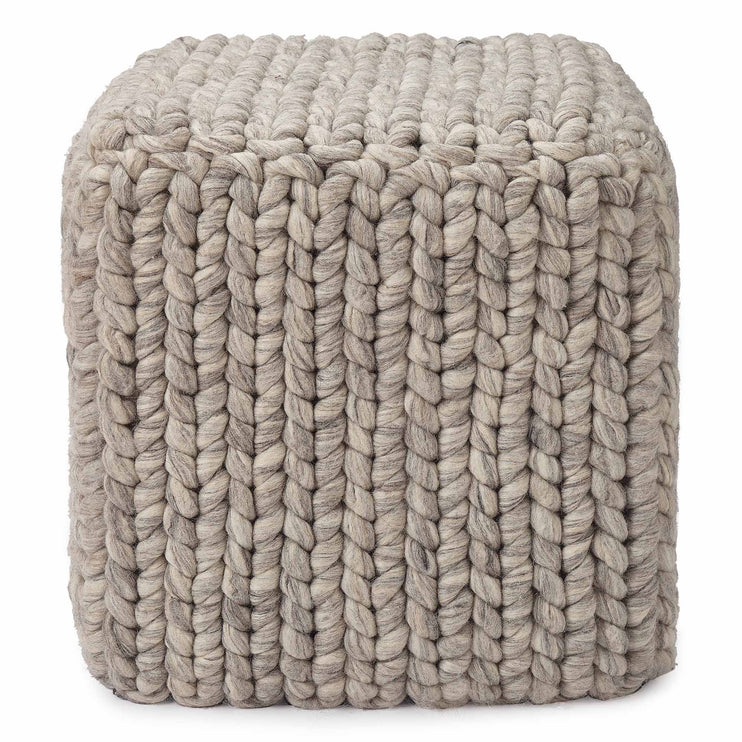Jadao pouf, light grey melange, 100% wool
