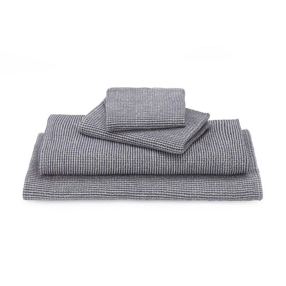 Handtuch Kotra, Dunkles Graublau & Weiß, 50% Leinen & 50% Baumwolle