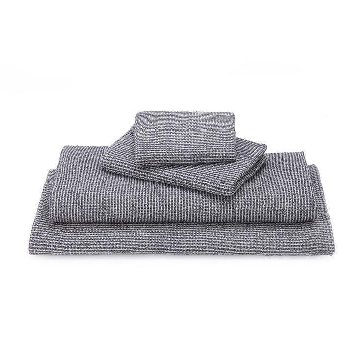 Handtuch Kotra, Dunkles Graublau & Weiß, 50% Leinen & 50% Baumwolle
