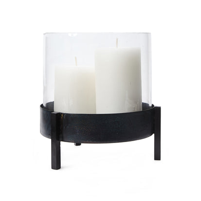 Windlicht Ozar Schwarz, 100% Glas & 100% Metall
