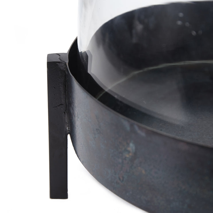 Windlicht Ozar Schwarz, 100% Glas & 100% Metall | Hochwertige Wohnaccessoires