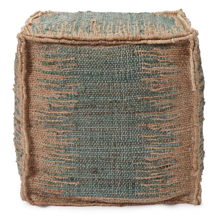 Majra pouf, natural & green grey, 80% jute & 20% cotton
