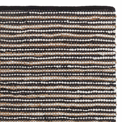 Metz Rug black & white & natural, 20% jute & 20% leather & 60% cotton
