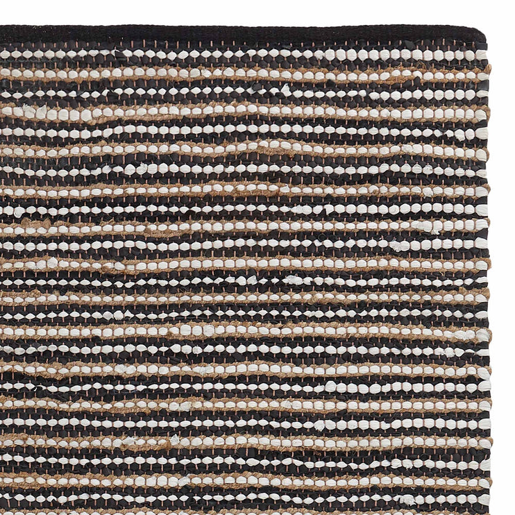Metz Rug black & white & natural, 20% jute & 20% leather & 60% cotton
