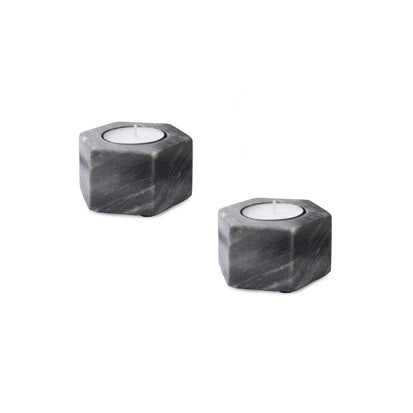 Nanda candle holder, black, 100% marble