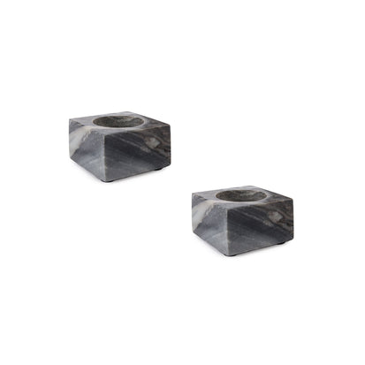 Nanda candle holder, black, 100% marble | URBANARA candles & scents