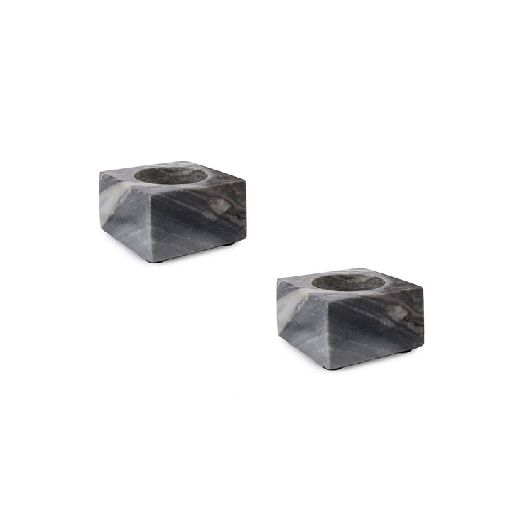 Nanda candle holder, black, 100% marble | URBANARA candles & scents