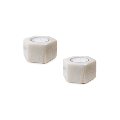 Nanda candle holder, white, 100% marble
