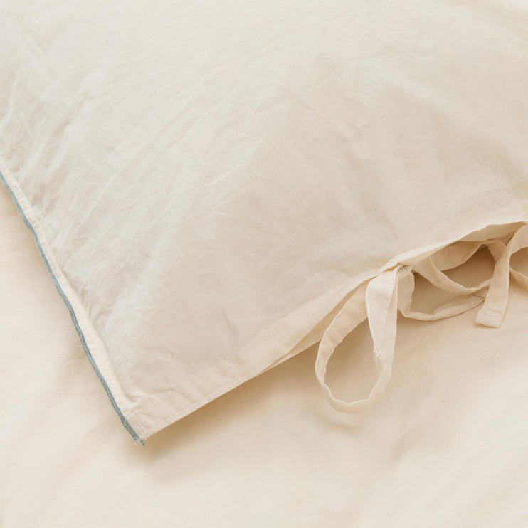 Perkal-Kinderbettwäsche-Set Narini [Natur & Graugrün]