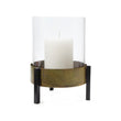 Ozar Windlight Candle Holder brass & mustard & black, 100% glass & 100% metal