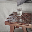 Kamaru Stool cognac, 100% leather & 100% teak wood | High quality homewares