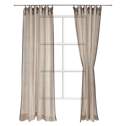 Rajula curtain, natural & black, 100% linen & 100% cotton