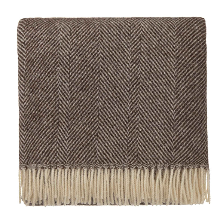 Salantai blanket, dark brown & cream, 100% new wool | URBANARA wool blankets