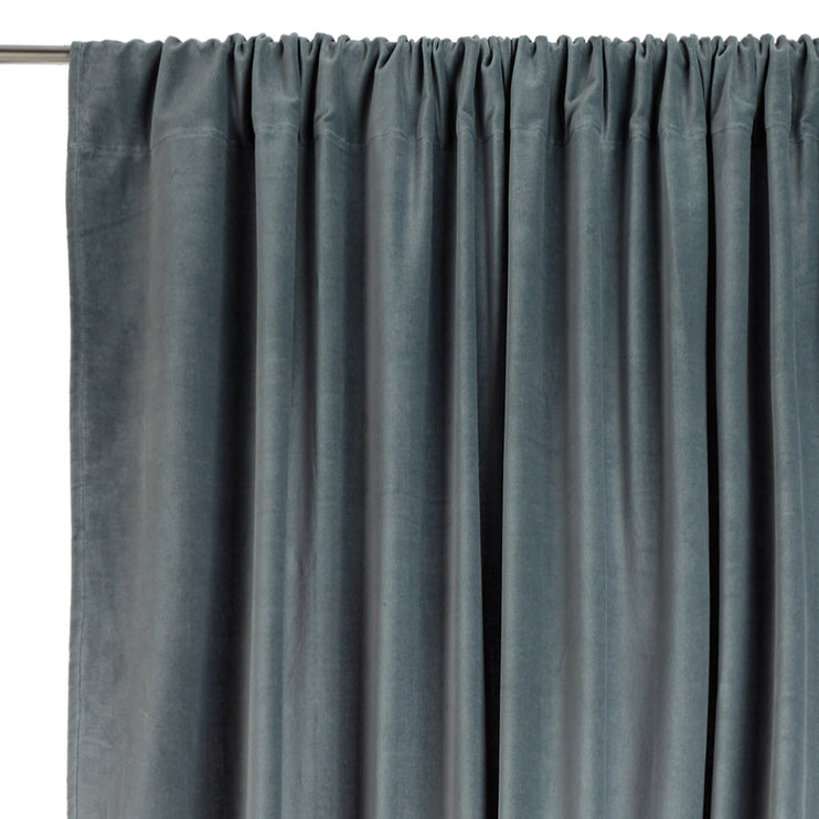 Samana Velvet Curtain green grey, 100% cotton | URBANARA curtains