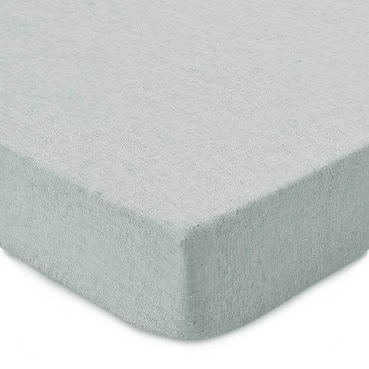 Sameiro Linen Fitted Sheet green grey, 100% linen