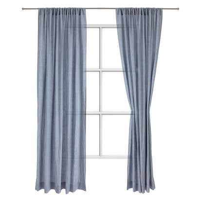 Vorhang Set Sameiro Dunkles Graublau, 100% Leinen