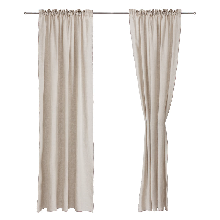 Leinen-Vorhänge Sines [Natur & Kastanie]