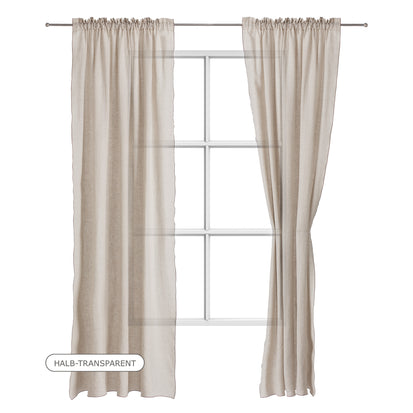 Leinen-Vorhänge Sines [Natur & Kastanie]