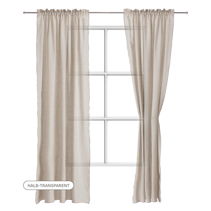 Leinen-Vorhänge Sines [Natur & Kastanie]