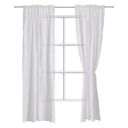 Leinen-Vorhänge Sines [Weiß & Helles Graublau]