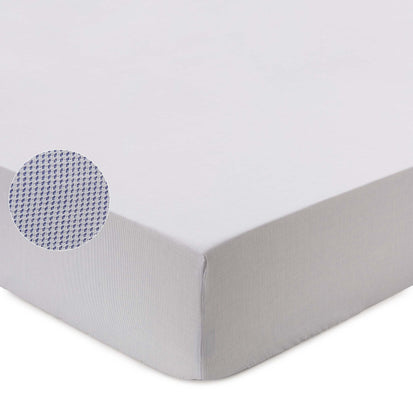 Sousa Fitted Sheet blue & white, 100% cotton