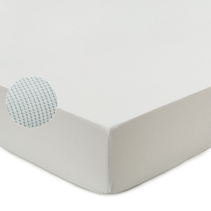 Sousa Fitted Sheet green grey & white, 100% cotton