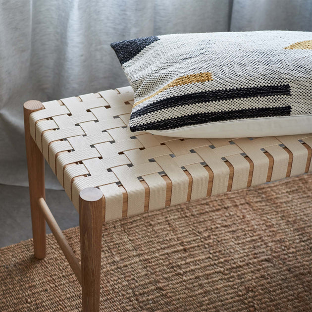 Kissenhülle Raipuri [Naturweiß/Senfgelb/Schwarz]