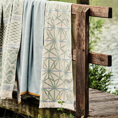 Arade Beach Towel in natural white & light grey green & light grey blue | Home & Living inspiration | URBANARA