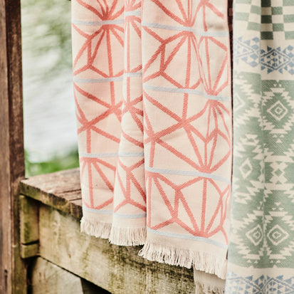 Arade Beach Towel in light powder pink & papaya & ice blue | Home & Living inspiration | URBANARA