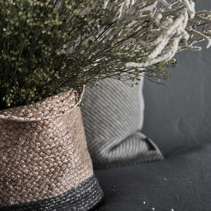 Dasai Basket natural & charcoal, 100% jute | URBANARA storage baskets